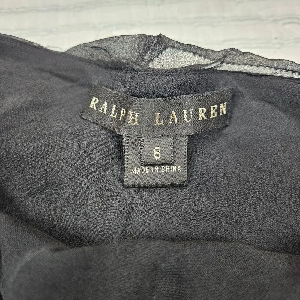 Ralph Lauren Black Label Silk Skirt Asymmetrical Hem Elevated Basic - Size 8